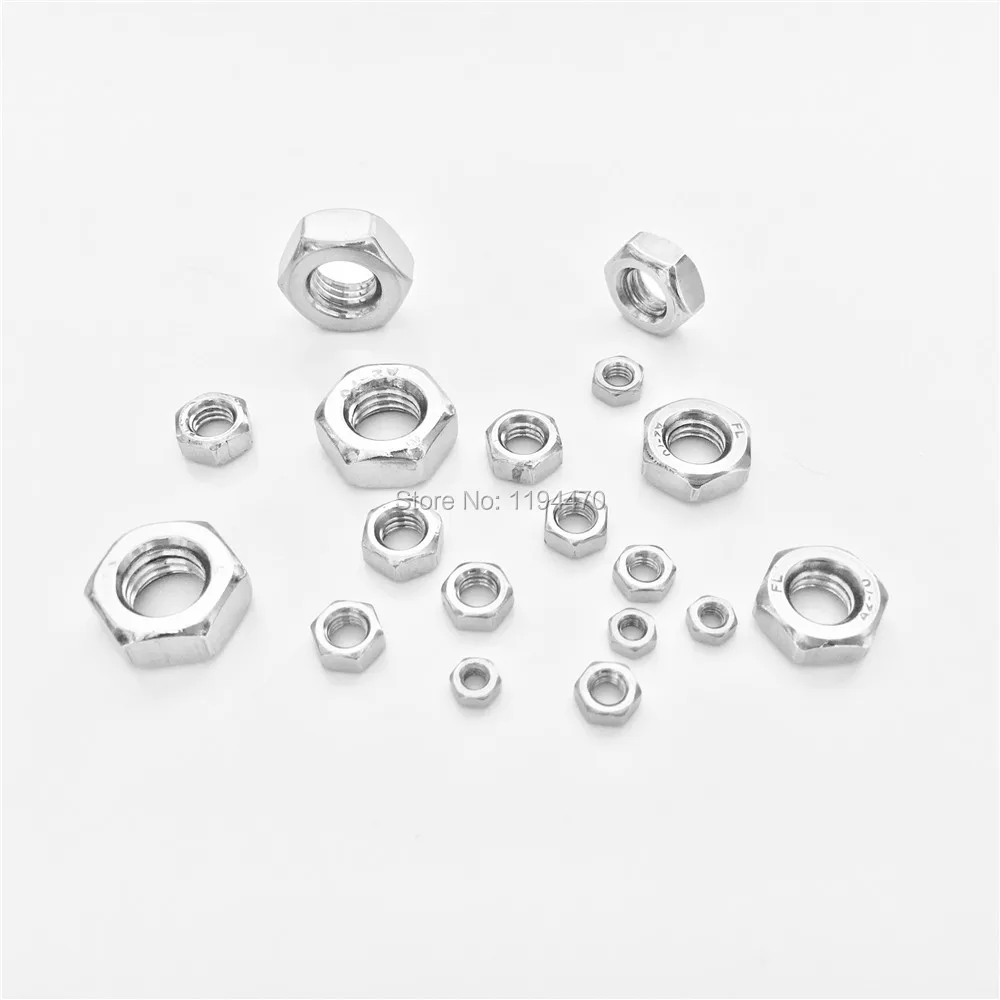 500pcs Metric DIN934 M2 304 Stainless Steel Hex Nut Hexagonal Nut Screw