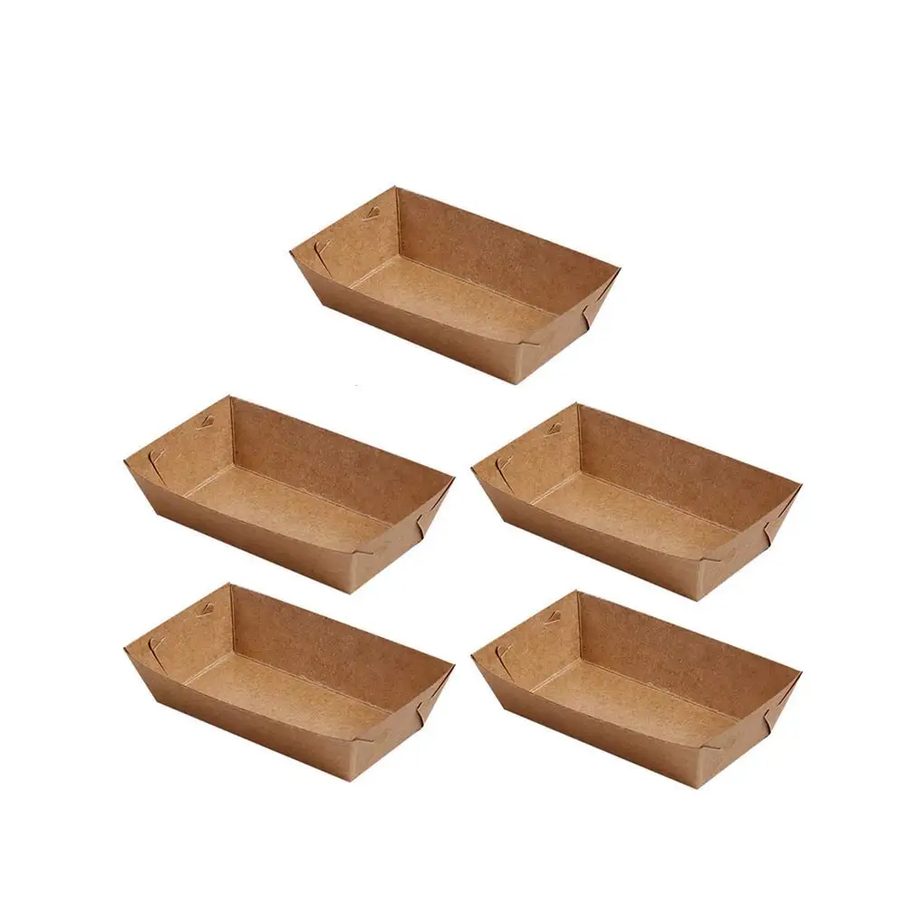 5 шт одноразовый поднос для подачи пищи покрытие крафт-бумаги коробка для картошки фри для пищевых грузовиков гусениц
