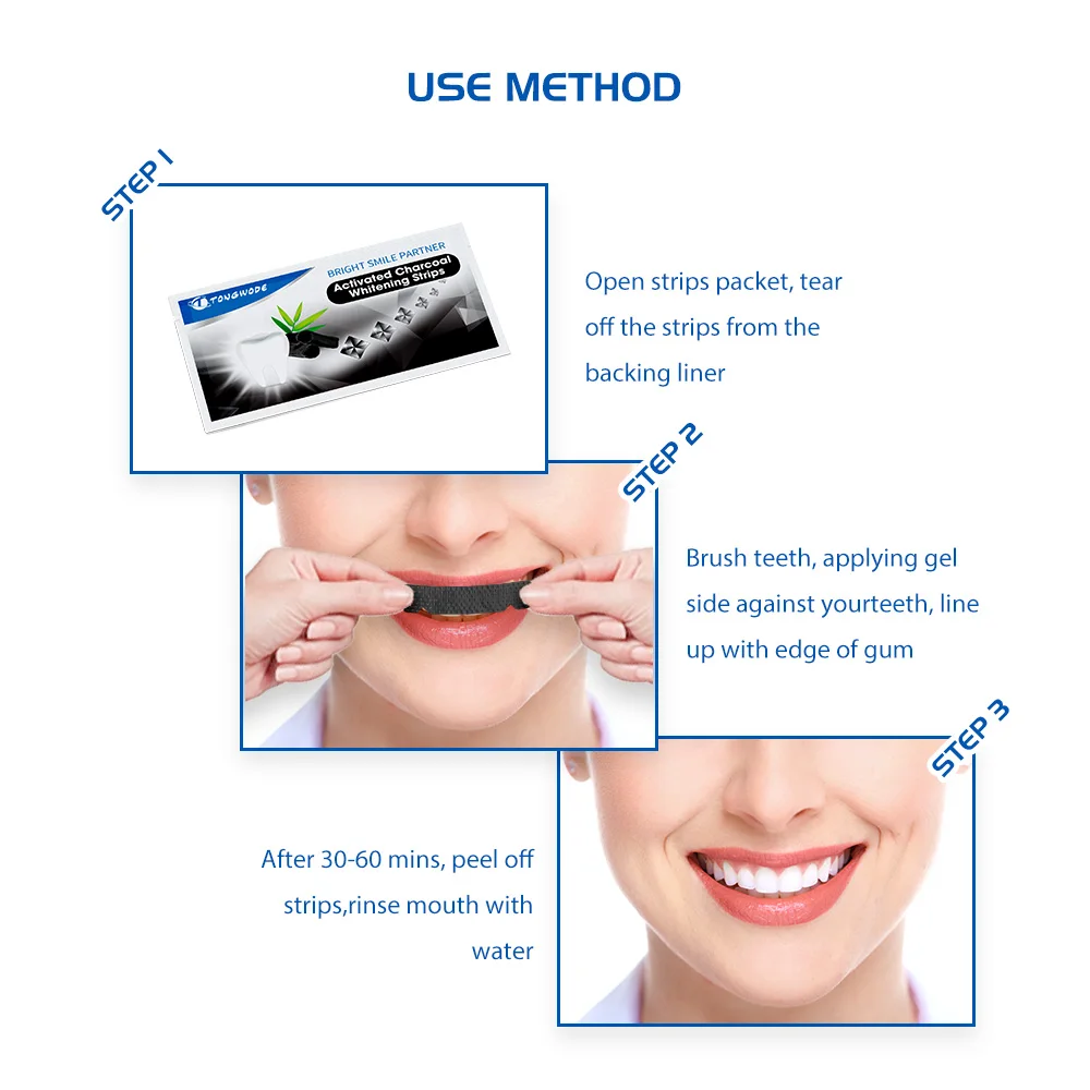 Отбеливание зубов полоски 3 Коробки натуральный кокос древесный уголь для отбеливаяни зубов шпон нежный для резиновый масажер для десен Pilishing зубного камня DDKJ203