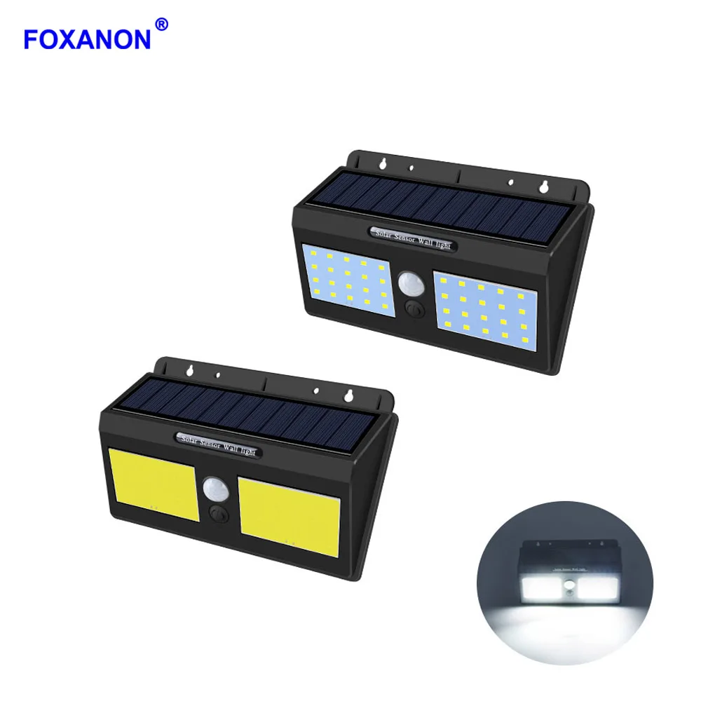 

Foxanon LED Solar Garden Light Solar Powered Wall Lamp Waterproof Energy PIR Motion Sensor Solar Lamp for Street Yard Lights