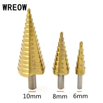 

3pcs Metric Shape Hole Cutter Spiral Shank HSS Titanium Cone Step Drill Bit Steel Step Sharpening Hole Cutter Tool 4-12/20/32mm