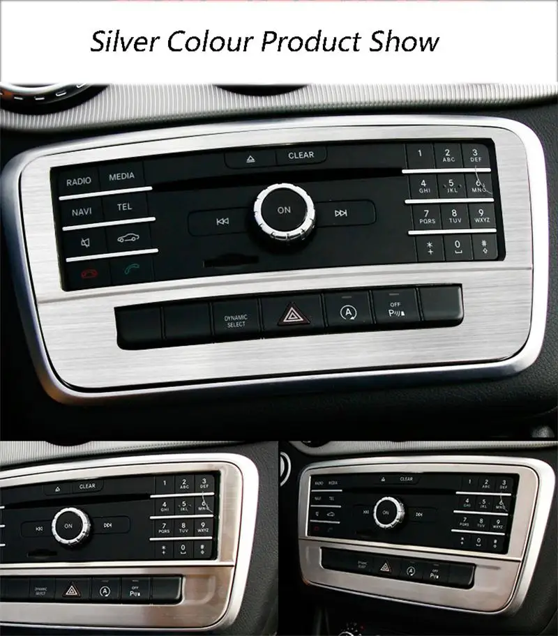 Carro-estilo de Aço Guarnição para Mercedes Cla a Classe Inoxidável Controle Condicionado Painel Decorativo Capa Benz Gla 200 220 ar cd 16 Carro-estilo de aço inoxidável controle ar condicionado