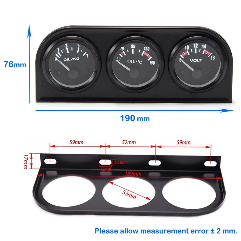 52 мм тройной комплект датчик температуры воды/Температура масла/Датчик давления масла/вольтметр для автомобиля 12 В сенсор 3в1 Автогонки измерительные приборы