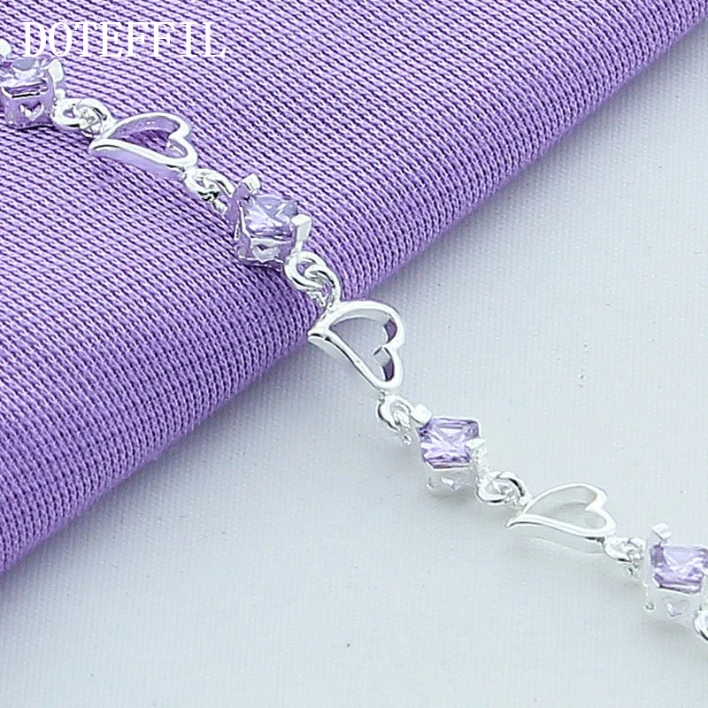 Женский браслет из серебра 925 пробы с фиолетовым цирконием|zircon bracelet|bracelet fashionfashion