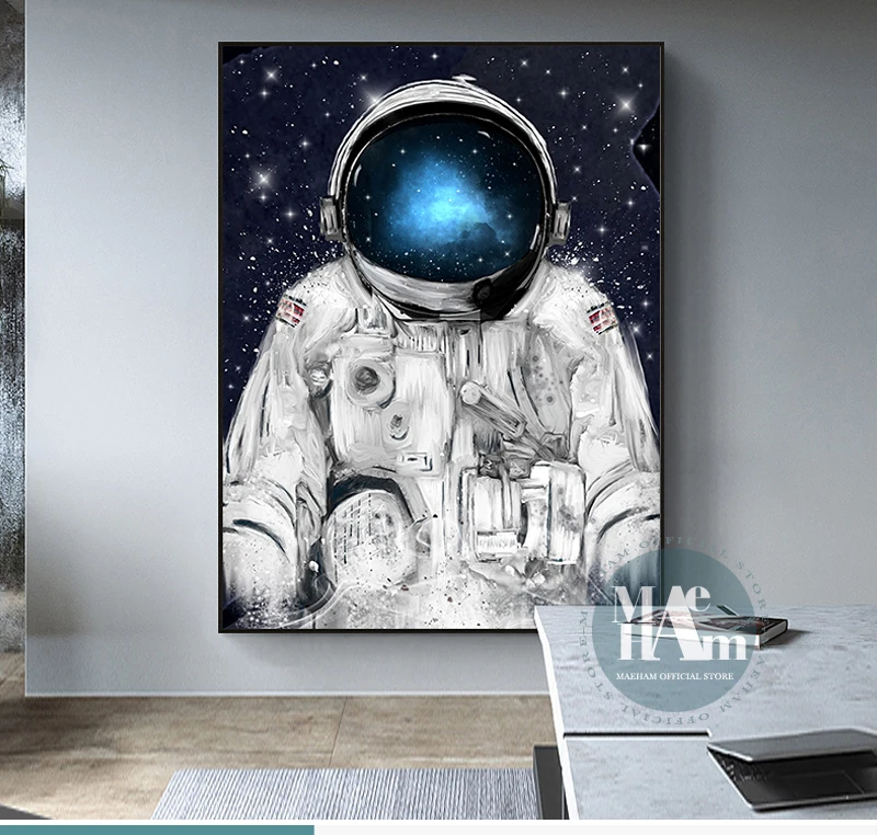 Подвеска в виде космонавта и планеты космический шар настенные художественные постеры печати на холсте Модные животные из мультфильмов лиса настенные картины для детской комнаты