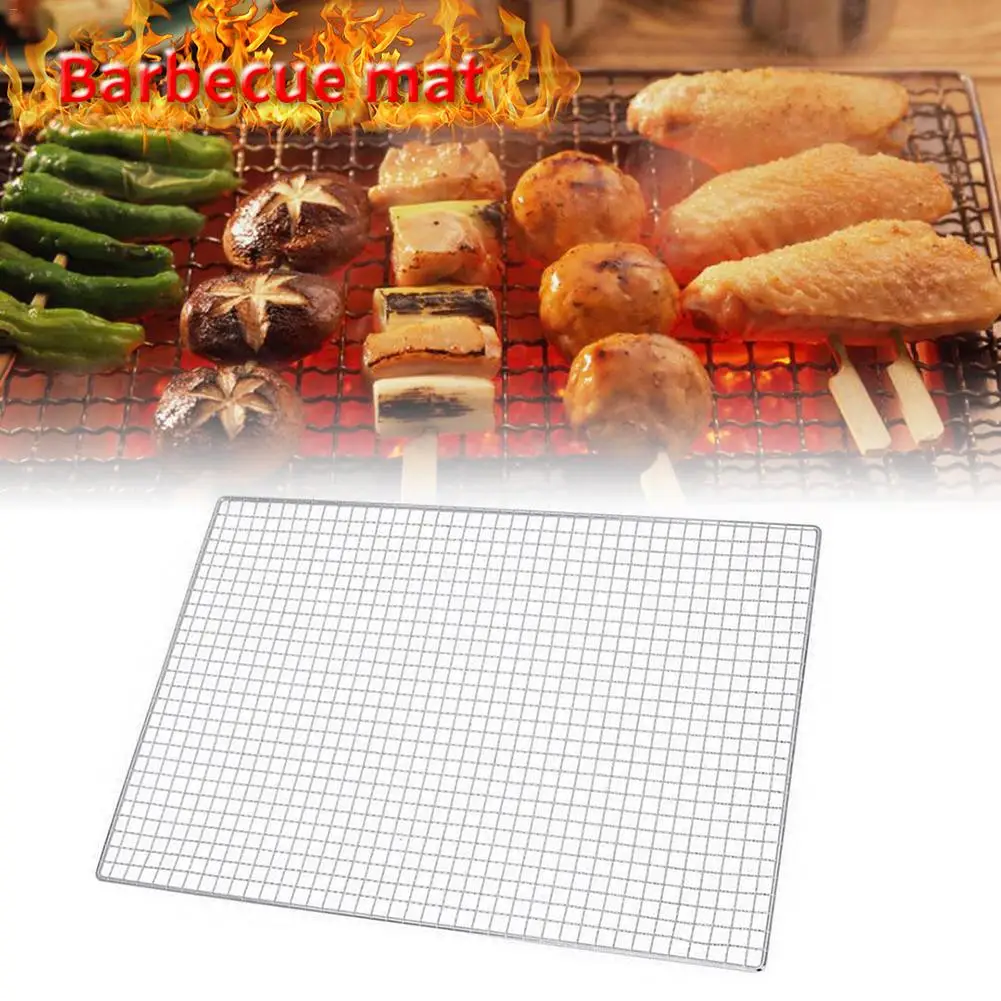 

Barbecue Grill Plated Baking Net Japanese Korean Style Rectangular Barbecue Tools