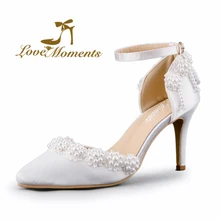 Sandalen High Heels Frauen Pumpt Reizvolle Art Und Spitz schnalle weiß spitze perle quaste blume hochzeit schuhe Sommer