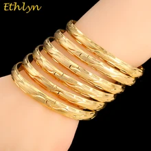 Ethlyn 6Piece/Lot Mauritius Light Weight Wedding Party Gold Color Openable African Women Jewelry Luxury Bangles B043