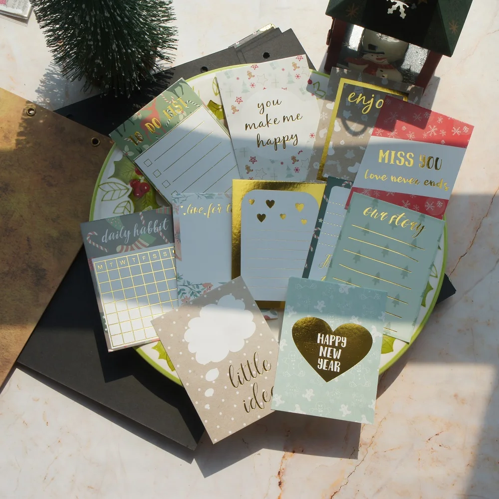 

10*7.5cm 12pcs Christmas Gold Make A List Things To Do Design Card Gift Greeting Cards Gift Cards Party Invitation
