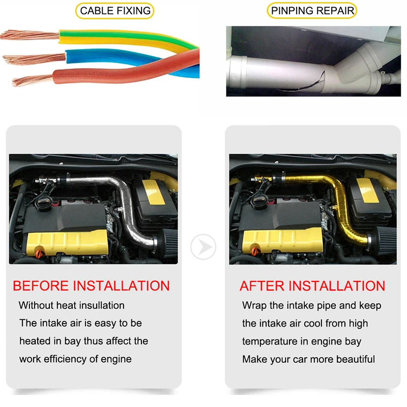 Reflect A Gold Thermal Tape Air Intake Heat Insulation Shield Wrap Reflective Heat Barrier Self Adhesive Engine