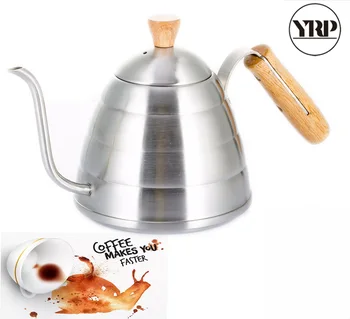 

YRP 900ML Thicken Stainless Steel Coffee Kettle Wooden Handle Teapot Long Mouth Gooseneck Spout Pour Over Pot kitchen Drinkware