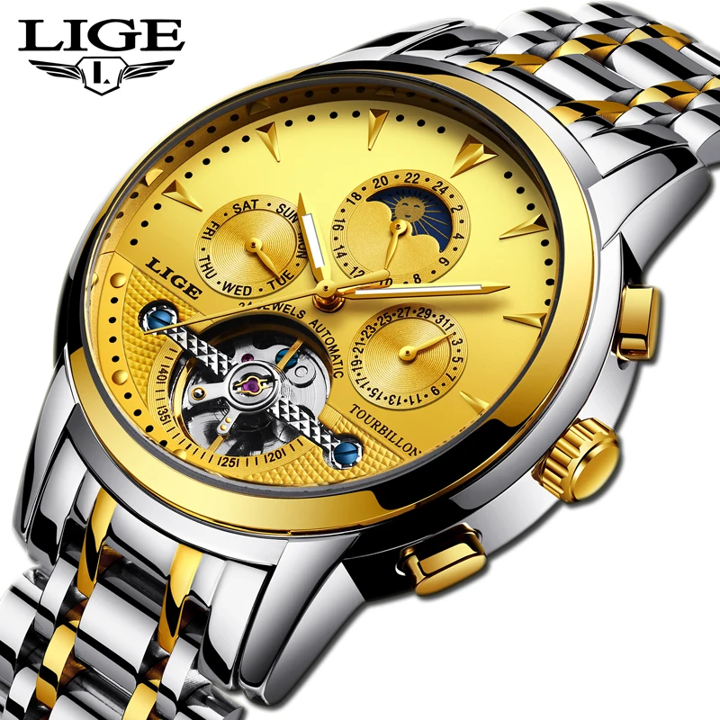 

2019LIGE New men's Watch Men's automatic mechanical watch Business machinery waterproof watch Watch men Relogio masculino