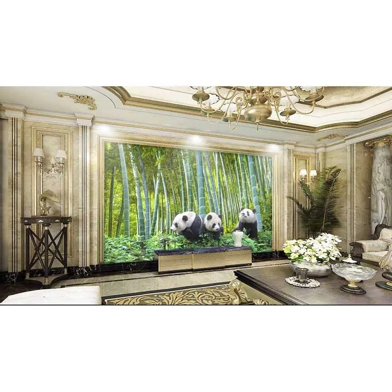 

Custom Any Size Mural Wallpaper Wallpaper Mural Painting For Living Room Bamboo Forest Panda Background