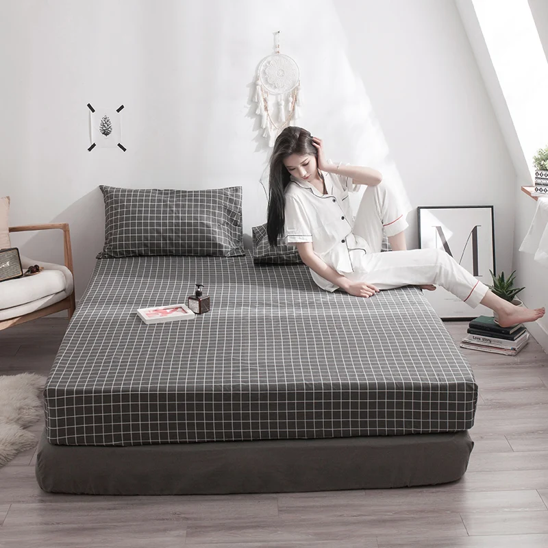 

2019 New Product 1pcs 100% Cotton Printing bed mattress set with four corners and elastic band sheets
