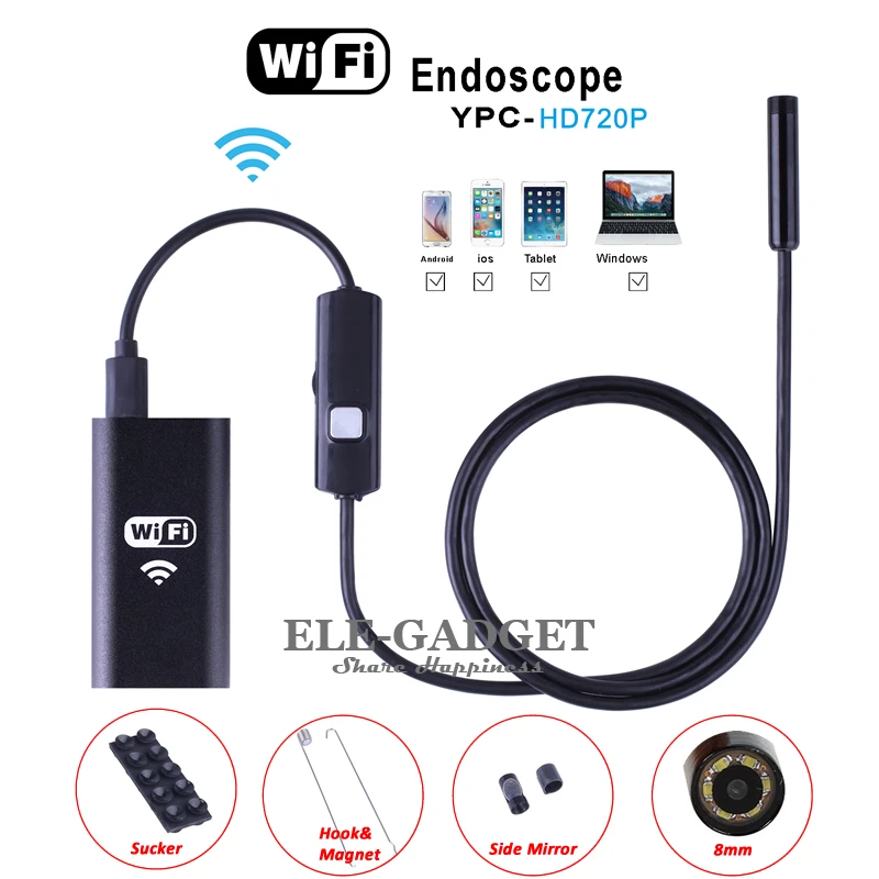 8mm Wireless Wifi Android Ios Endoscope Camera Hd 720p Borescope