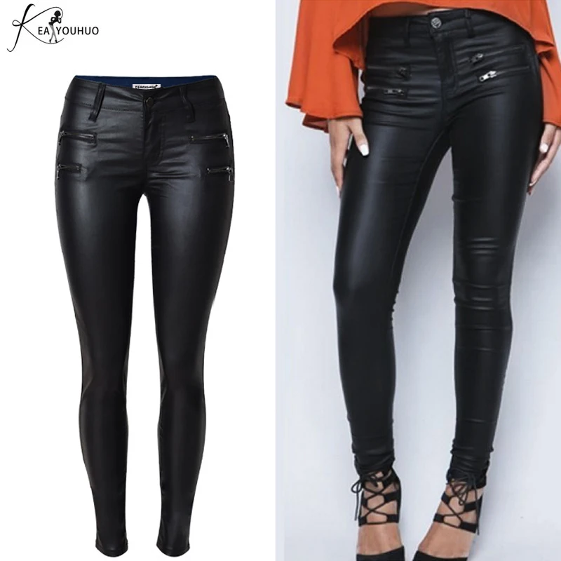 Ladies Pants Leather Women Pants Capris Leggings Autumn Winter Sexy High Waist Pants Trousers