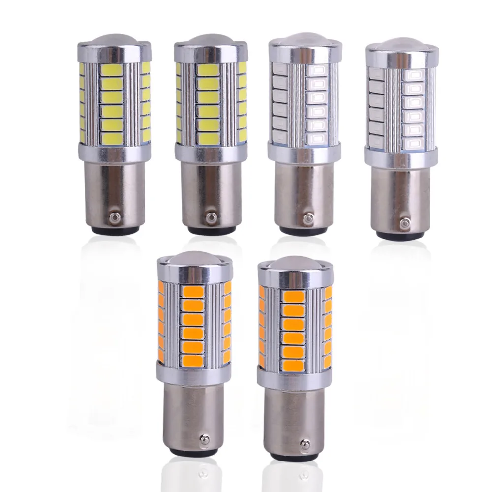 ICOCO 2pcs BA15D P21W 1157 33SMD 5630 12V 6.6W LED Car Reverse Backup Reverse Lamp Auto Vehicle Reverse Light Bulb