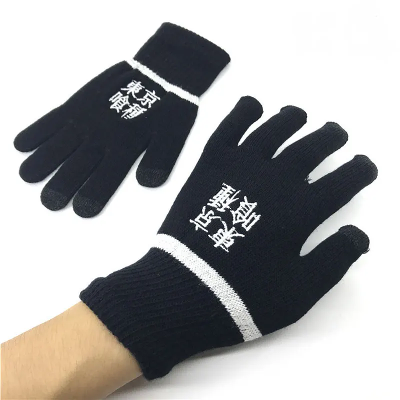 Тренд перчатки унисекс полный палец экран Touch аниме дэдпул полосатый Перчатка для шитья Зимние Теплые наручные варежки косплэй подарок