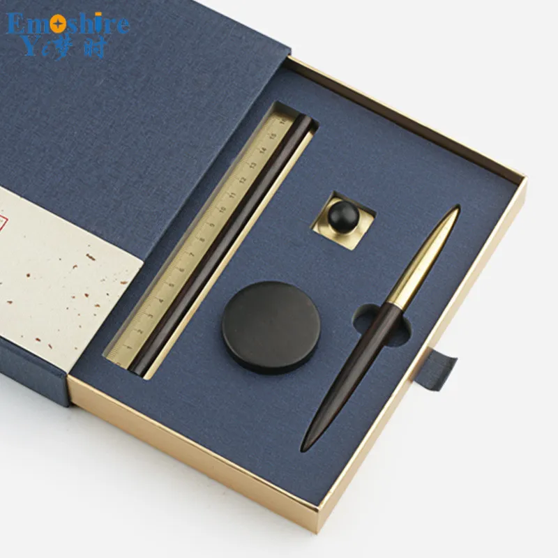 Ballpoint Pen Seal Ruler Set Brass Solid Wood Roller Ball Pen Box Pencil Case Stationery Business Office Birthday Gifts P439 Ballpoint Pen Seal Ruler Set Brass Solid Wood Roller Ball Pen Box Pencil Case Stationery Business Office Birthday Gifts P439