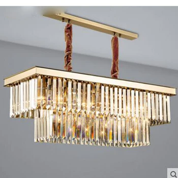 

Dining table lamp dining chandelier Crystal chandelier rectangular creative personality dining room lamp bar chandelier modern