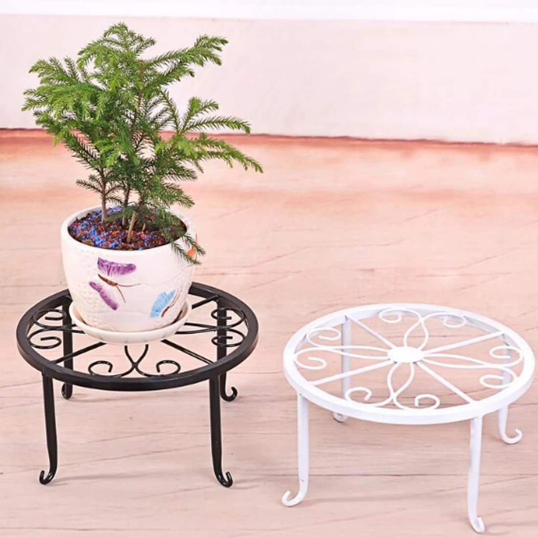 

VICTMAX 24X24X13cm Iron Art Indoor Plant Pot Stand Flowerpot Base Holder Rack for Living Room Balcony Home Garden Decor 2 Colors