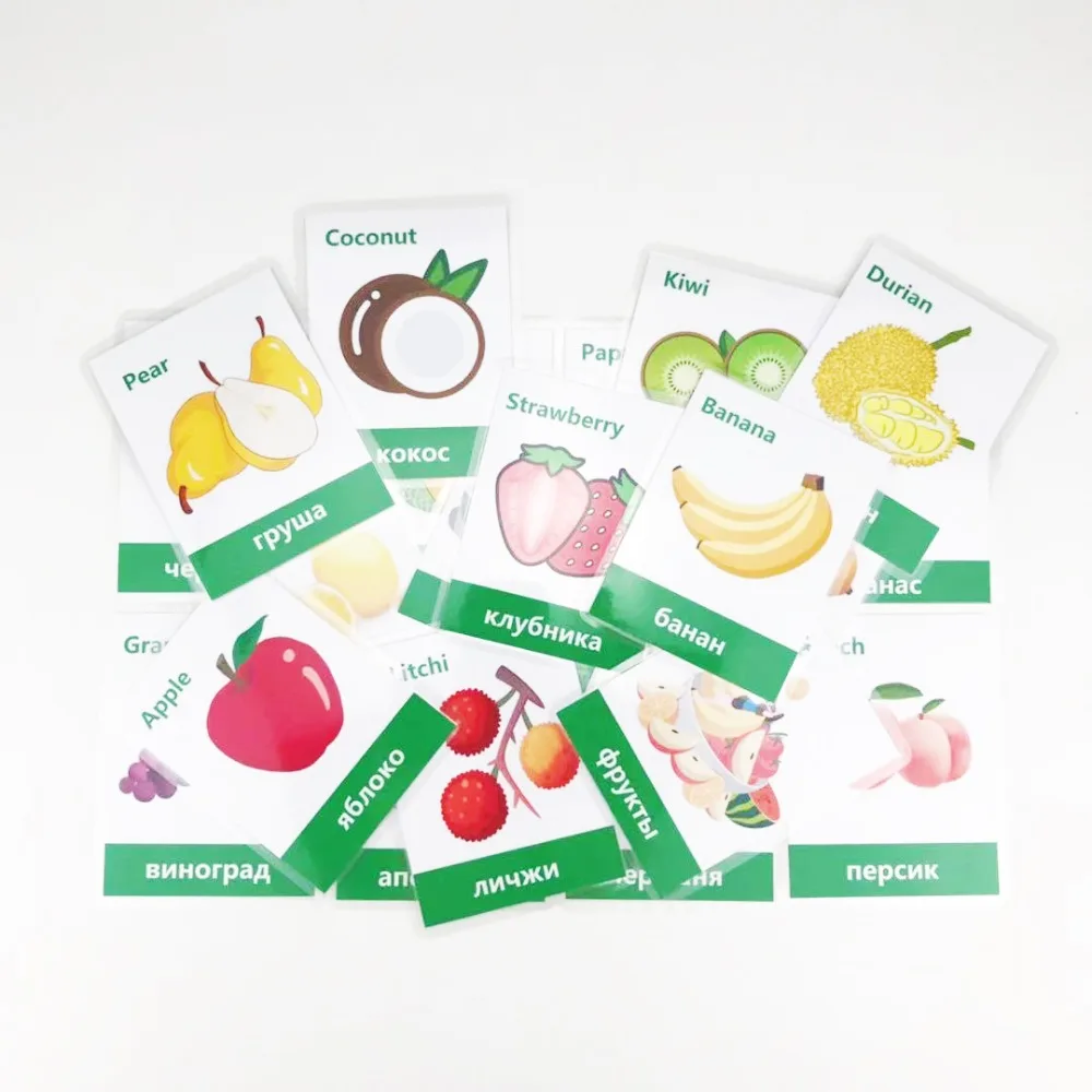 Cartões de Memória Flash para Crianças Sala de Aula Jogos de Memorie Frutas Legumes Aprendizagem Russa & Inglês Montessori Brinquedos Educativos 66 Pçs - Set 26 Home & Garden