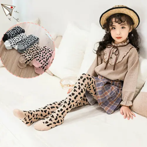 

New 100% Cotton Baby Kids Girls Leopard Tights Stockings Pants Hosiery Pantyhose