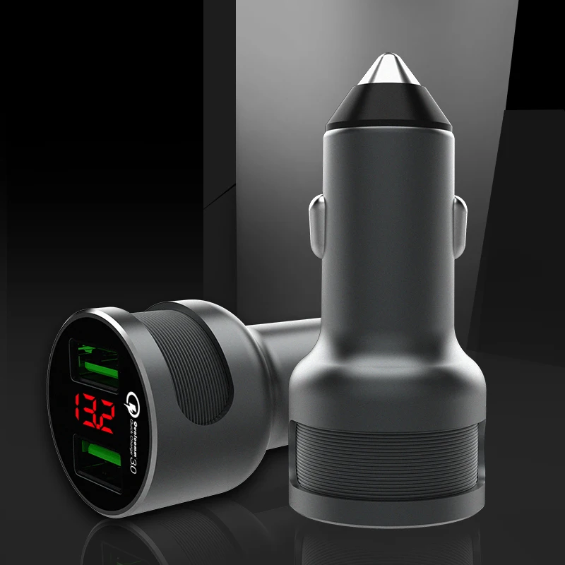 

Car Charge Two Port USB Plug in Car Lighter Slot Charger Source Digital LED Display Quick Charger for Phone Pad PSP GPS Camera