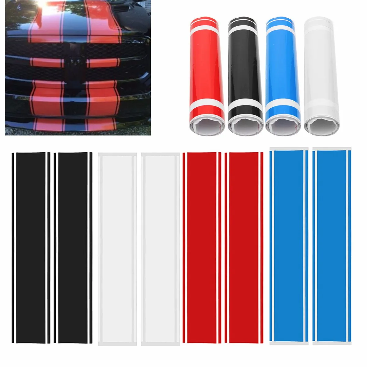 Пара Hood Racing Rally Stripes автомобильная графическая наклейка виниловая Универсальная