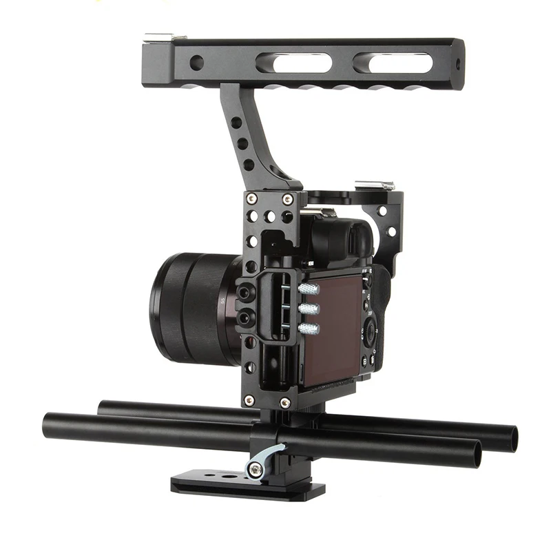 Портативный DSLR стержень Rig Камера видео Cage Kit и ручка для Sony A7 A7R a6300 Камера Интимные аксессуары Запчасти черный