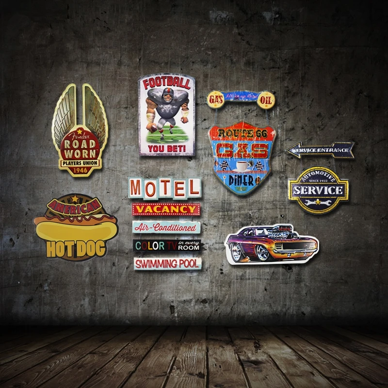 Retro American Special Shade Road Worn Vintage Tin Signs Motel