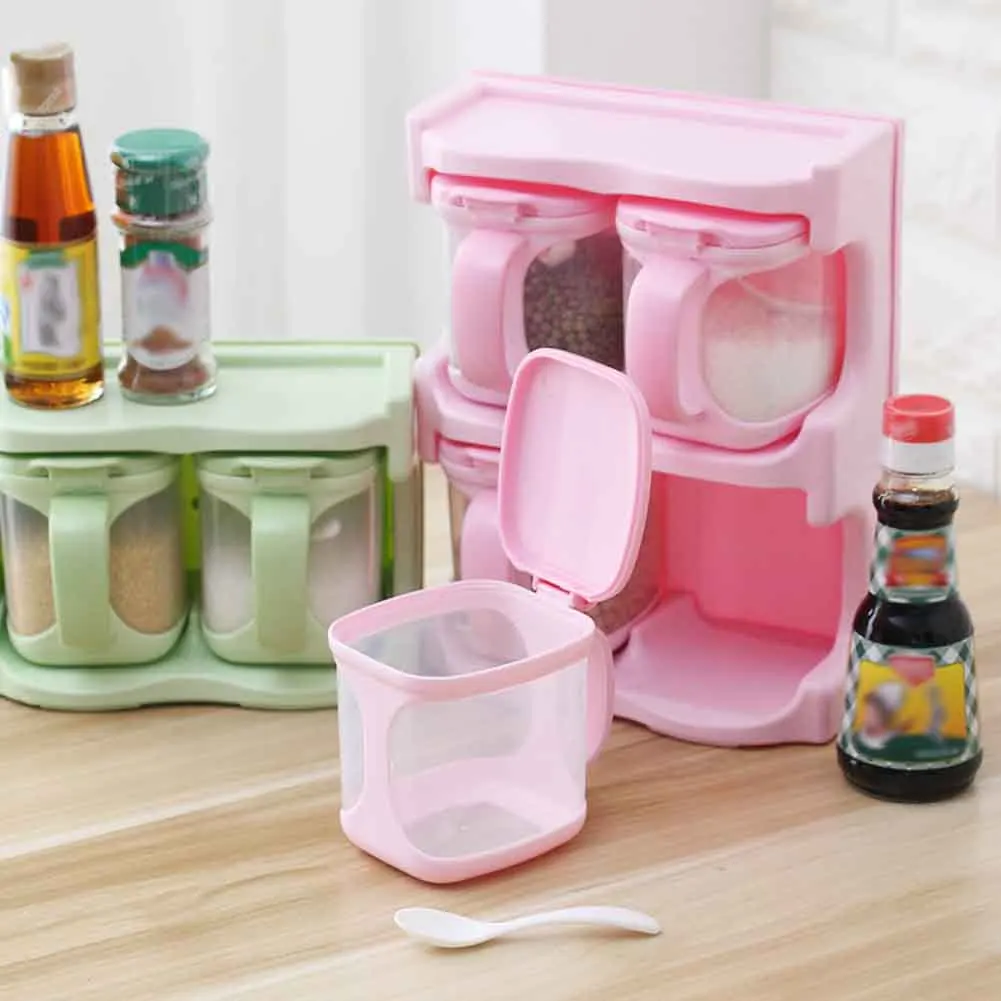 

Seasoning Box Storage Containers Condiment Plastic Spice Jars Dispenser For Salt Sugar Cruet HG99