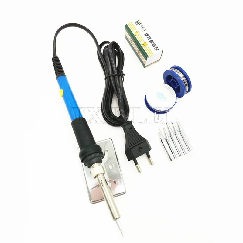 

60W EU/US Electric Soldering Iron Set Temperature Adjustable Welding Repair Tool Kit with 5 Tips Solder Wire Rosin