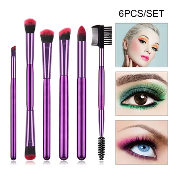 

High Quality 6 Pcs Purple Makeup Brushes Set Foundation Eye Shadow Blending Cosmetic Tools