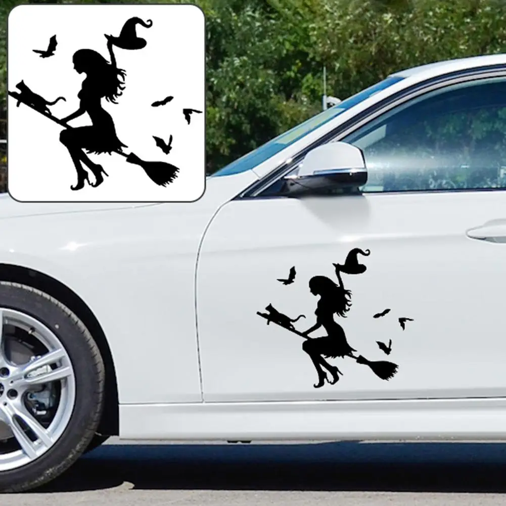 Witch On Flying Broom Car Auto Sticker Bumper Window Laptop Halloween