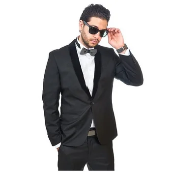 Tanie 2018 Węgiel Drzewny Szary Najlepszy Człowiek Garnitur Smokingi Czarny Lapel Groomsman Mężczyźni Garnitury ślubne Pan Młody Nowych Mężczyzna ślubne Pan Młody (kurtka + Spodnie)
