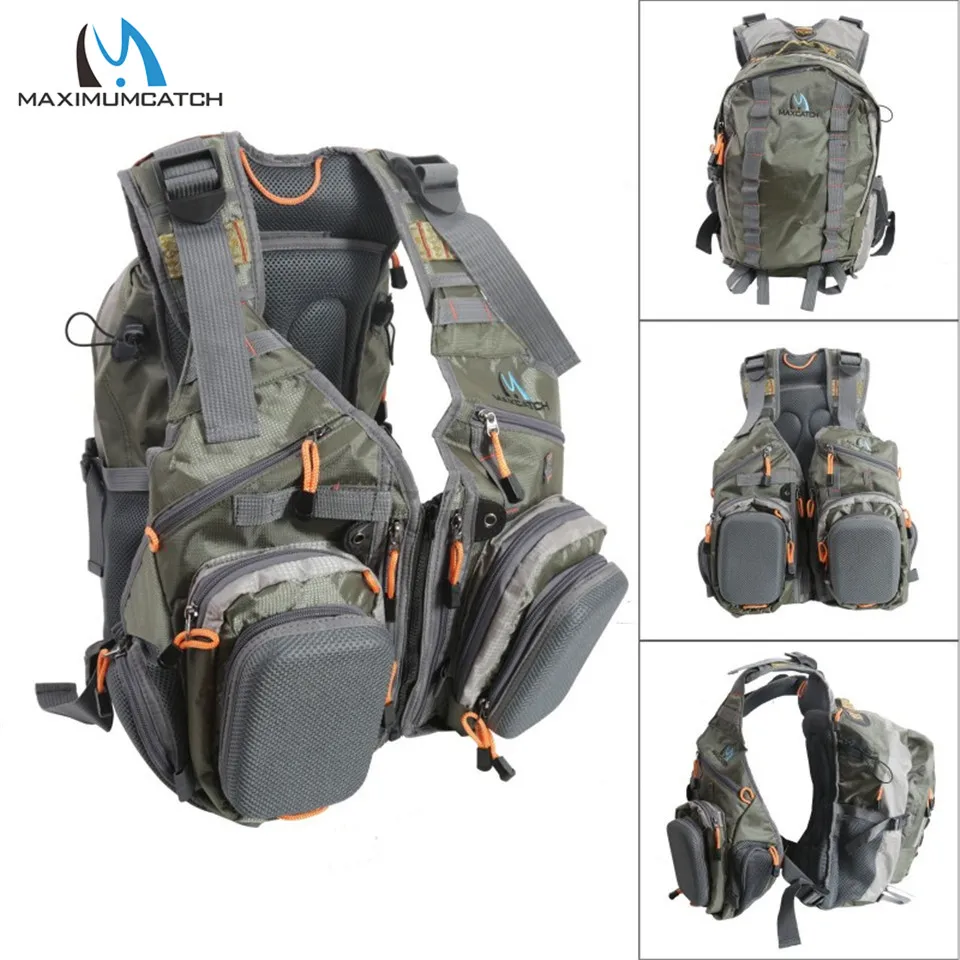 

Maxcatch Fly Fishing Vest With Multifunction Pockets Size Adjustable Fishing Backpack.