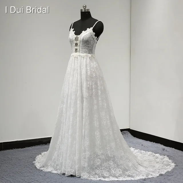 Spaghetti Strap A Line Lace Wedding Dress Unique Design Spaghetti Strap A Line Lace Wedding Dress Unique Design 2017 New Style Drop Ship