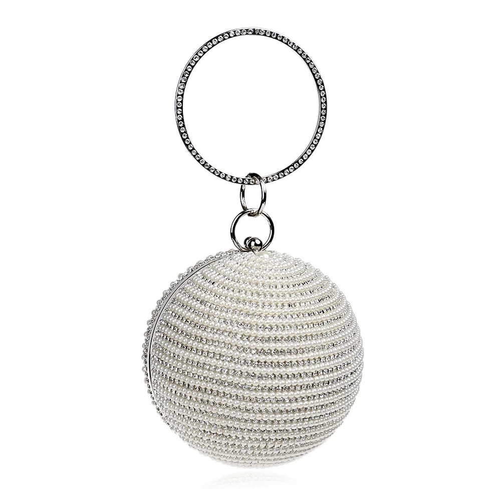 

Women Bags 2019 New Pearl Evening Bag Metal Handle Handbag Female Luxury Party Hands Bags Bridal Chain Clutches Drop Shipping