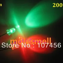 200 шт 3 мм мигающий красный/зеленый флэш-светодиодный 3 мм мигает красный/зеленый светодиодный 3 мм круглые прозрачные Bi-Цвет с красными вспышками Круглый/зеленая LED-лампа