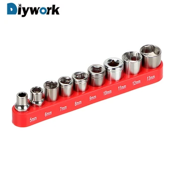 

DIYWORK Wrench Hexagon Head 9pcs/set DIY Fix Repair Hand Tool Universal 5-13mm Socket Adapter Set For Home Auto Car Bicycle
