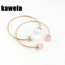 Простой натуральный камень два цвета медный браслет