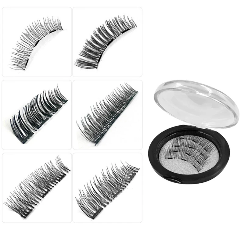 

4 Pieces Magnetic Eyelashes With 3 Magnets Magnetic Lashes Natural False Eyelashes Magnet Lashes With Eyelashes Applicator