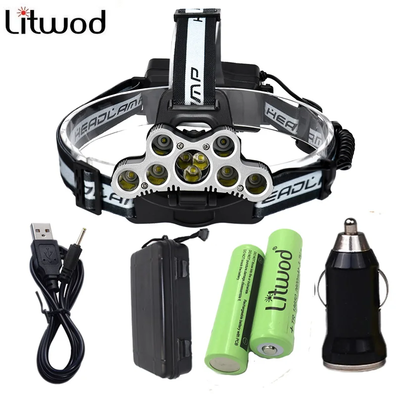 

Litwod Z30 9 CREE LED White light Led Headlamp Headlight Head Flashlight Torch XM-L T6 Headlamp Battery Charger+Mini Charger Box