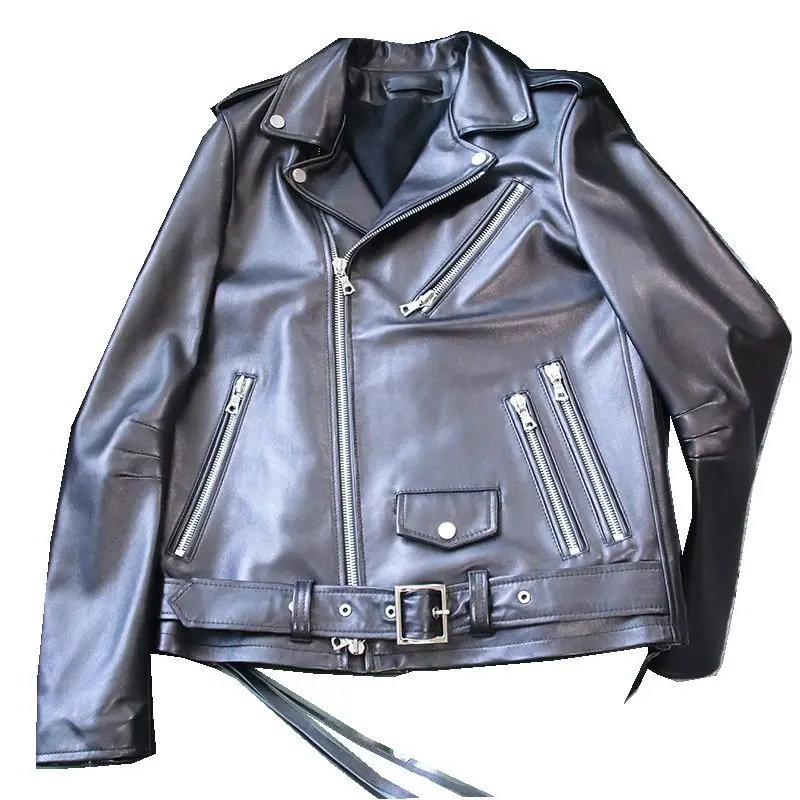 Роскошные из натуральной овечьей кожи Suede Moto байкерская куртка Демисезонный Для женщин Изящная Верхняя одежда Пальто Одежда LF5081
