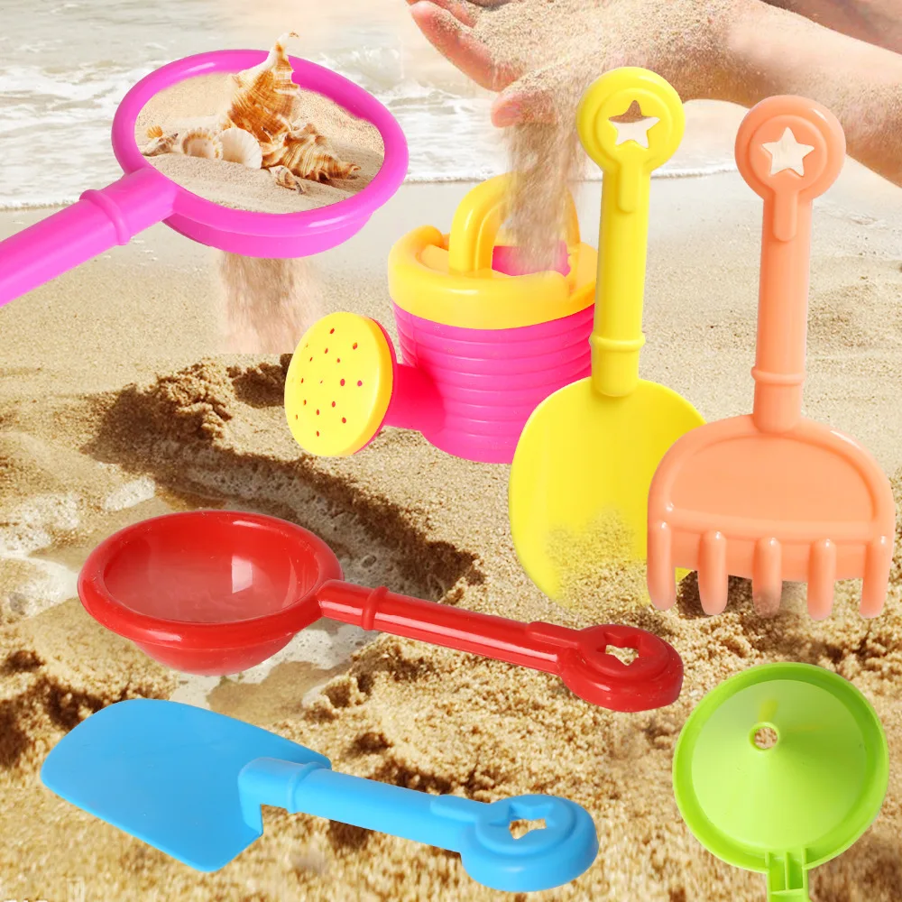 7 шт пляжные игрушки цвет случайный набор лопаты, грабли, спринклерной, песок ведро игрушки для ванной выбор для детского праздника(6001