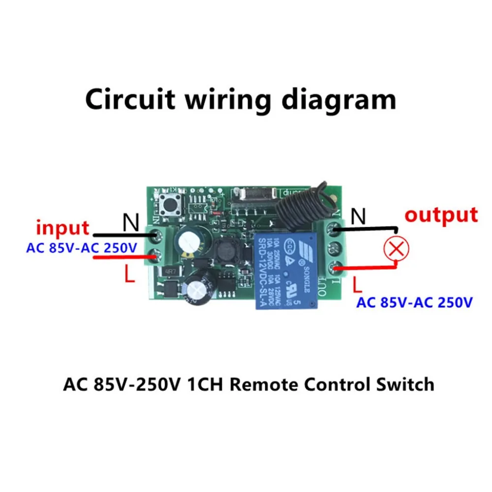 AC 220V 1CH RF 433MHz беспроводной пульт дистанционного управления обучающий код 1 релейный светильник