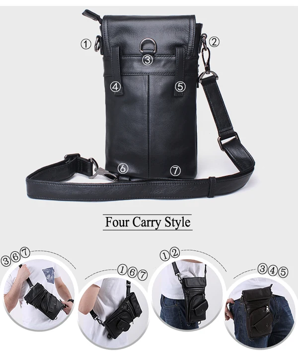 Bullcaptain® Men Genuine Leather Multifunction Crossbody Bag Shoulder Bag Chest Pack Waist Bag