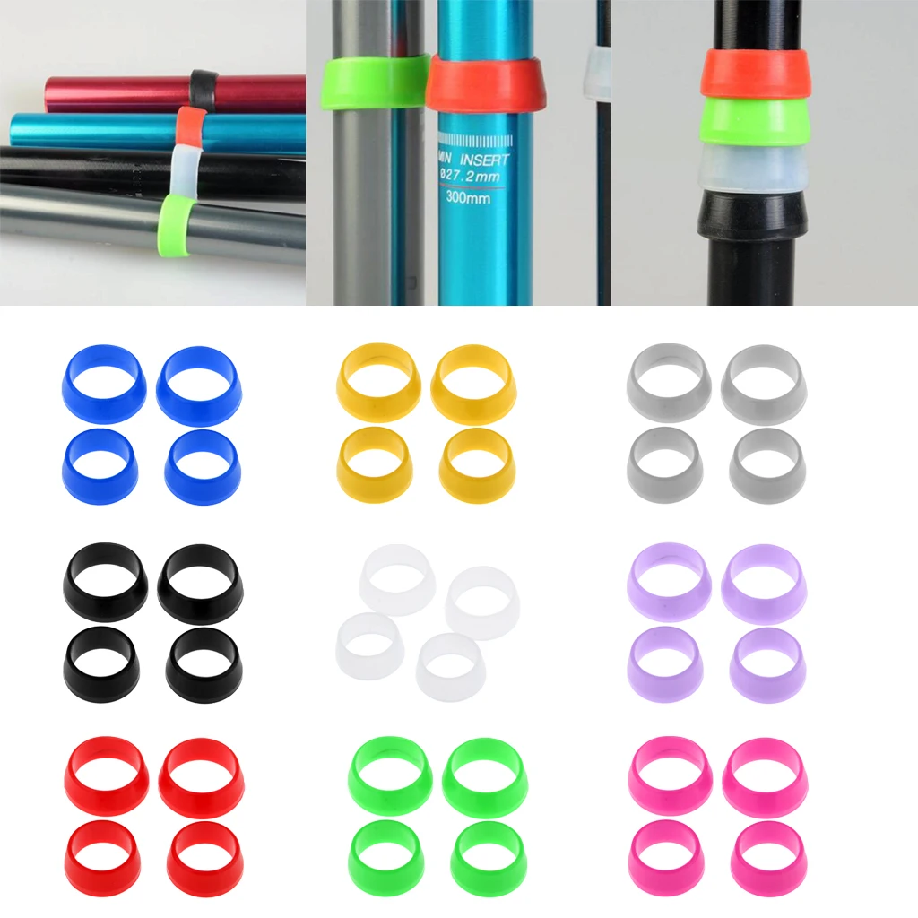 

4pcs High Quality Silicone Seatpost Ring Mountain Road Bike Protective Seat Post Handlebar Ring Included Two Sizes