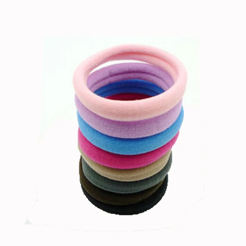 10Pcs Women Girl High Elasticity Medium Thick Rolled Towel Hair Rope Candy Solid Color Rubber Band Ring Ponytail Holder hairband
